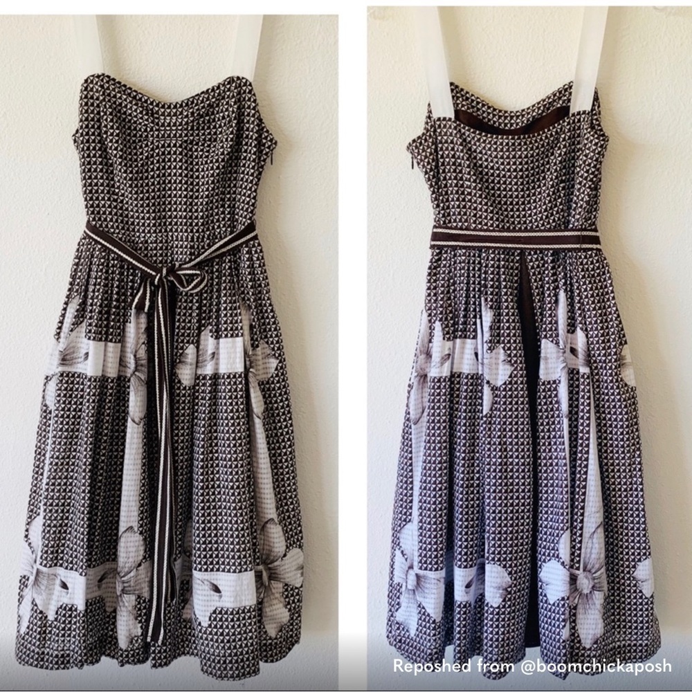 Anthropologie Edme & Esyllte Strapless Brown Dress 0